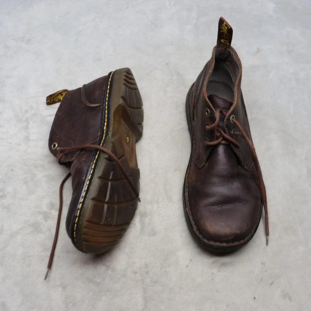 Dr. Martens Men 10 Chukka Boots Brown Sussex Leather Lace Up Work Slip Resistant